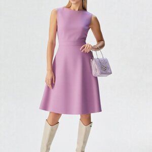 J.Crew Lavender Double Serge Wool Fit & Flare Dress Sleeveless Sz 4